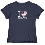 T-Shirt Woman Navy Blue " I Love Rockport " Maine Usa City