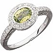 14Kt White Gold Decorative Peridot and Diamond Ring