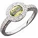 14Kt White Gold Decorative Peridot and Diamond Ring