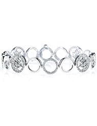 Diamond Circle Link Bracelet 14k White Gold 7" (1 3/4Cttw, SI Clarity, H Color)