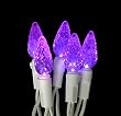 Set of 70 Purple LED C6 Christmas Lights - White Wire