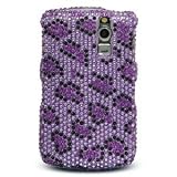 Sparkling Purple Leopard Full Diamond Rhinestone Snap on Hard Skin Faceplate Cover Bling Case for Blackberry Curve 8300 8310 8330