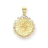 14k & Diamond Saint Christopher Medal Pendant