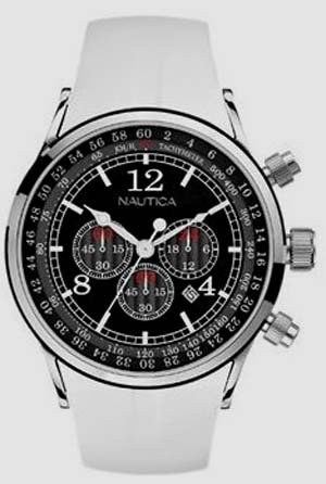 41TTRFpIMUL NAUTICA NSR01 CHRONOGRAPH CHRONO WATCH WHITE STRAP N13531G