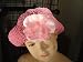 HT24,Multipink Gimp floppy hat with one pink rose