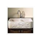 Farmhouse Kitchen Sink with Floral Motif Stone Color: White Sands Travertine
