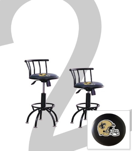 2 New Orleans Saints Themed Adjustable Height 24"-29" Black Metal Finish Swivel Seat Bar Stools! at Amazon.com