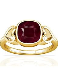18K Yellow Gold Cushion Cut Ruby Solitaire Ring