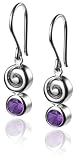 Sterling Silver Swirl Drop Earrings w/ Amethyst by Zina