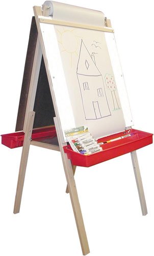 Childrens Toyshop  Toys : Beka Adjustable Double-Sided Paper Holder Easel, Magnetic and Chalkboard Surfaces, Paper Cutter, Red Trays