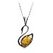 Sterling Silver Honey Amber Swan Pendant, 18"