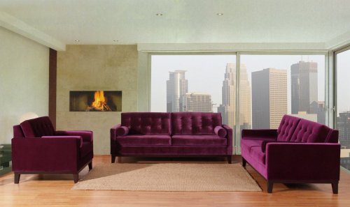725 Centennial Sofa Set in Purple Velvet - Armen Living - 725-SSET-2