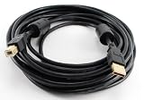 20 Feet Hi-Speed USB 2.0 A-Male to B-Male Cable with Two Ferrite Cores, 20-AWG, Gold Plated , Black