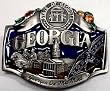 Georgia State 3-D Enamel Pewter Belt Buckle