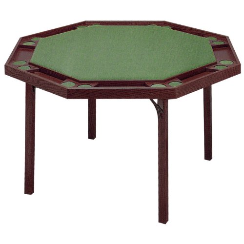 Mahogany Finish Octagonal Poker Vinyl Top