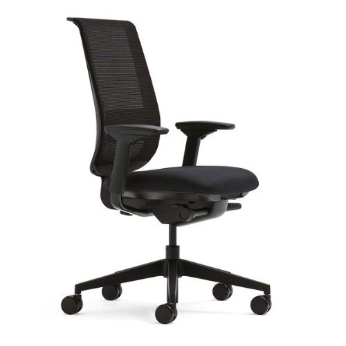 Steelcase black mesh back reply chair with black fabric…