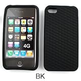 Apple iPhone 4 (ATandT/Verizon) Deluxe Silicone Texture Skin, Black Soft Case/Cover/Protector/Gel/Skin/Silicone