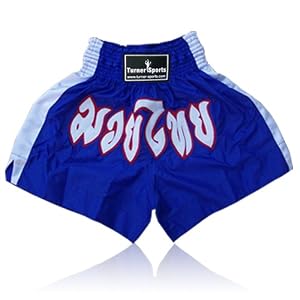 Thai Boxing Shorts Muay Thai Kick Boxing Short Kickboxing Martial Arts Contact Polyester Blue Large