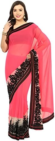 Fabroop Magenta And Off White Faux Georgette And Net Half And Half Saree