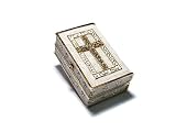 Christian Cross Gift Box Set with Swarovski Crystals, "Holy Bible" 24k Gold Keepsake Jewelry, Trinket or Pill Box Free Ship! Religious Catholic Confirmation Quinceanera Sweet 16 Gift Certificate of Authenticity