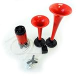 AGT Air Horn Train Horn Red Dual Trumpet Kit 12V Car/Boat/Motorcycle