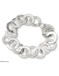 Sterling silver link bracelet, The Four Forces - Hand Made Sterling Silver Link Bracelet