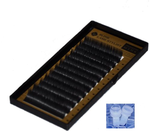 Eyelash Extension Blink Signature Mink C .20 X 13mm Lashes + 2 Alluring Glue Rings