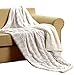 Tache White Ivory Super Soft Warm Polar Faux Fur with Sherpa Throw Blanket 63 x 87