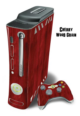 Xbox 360 Skin - System Console Skin and two Xbox 360 Controller Skins - Cherry Woodgrain