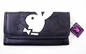 Playboy Wallet White / Black Bunnies Checkbook Tri-fold
