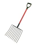 Ensilage Fork - - 10 Tines 15inch X 15.5inch- D Grip on a Fiberglass Handle