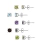 Sterling Silver 5mm Round Peridot, Garnet, Amethyst, Citrine, Blue Topaz Stud Earring Set