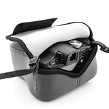 Grey Flex Armor High-Zoom Point & Shoot Neo-Cushion Camera Cover Case / Holster for Sony Alpha NEX / Olympus PEN / Panasonic GF Series and Other DSLR Cameras ** Includes Cleaning Brush Stick**