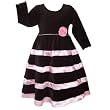AnnLoren Girls Black Velvet & Pink Satin Holiday Dress