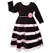 AnnLoren Girls Black Velvet & Pink Satin Holiday Dress