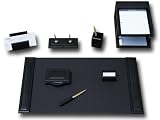 Desk Accessory Set, 10-piece Blackwood and Genuine Top-grain Black Leather Desk Accessory Set, 10-piece Blackwood and Genuine Top-grain Black Leather