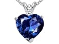 2.02 cttw Created Sapphire and Genuine Diamond Heart Pendant in 14k White Gold