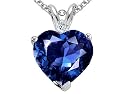 2.02 cttw Created Sapphire and Genuine Diamond Heart Pendant in 14k White Gold
