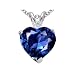 2.02 cttw Created Sapphire and Genuine Diamond Heart Pendant in 14k White Gold