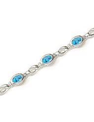 14kt Yellow Gold Oval Blue Topaz Bracelet.