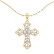14k Two-Tone Gold Cross Filigree Pendant