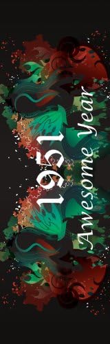 1951 Awesome Year Gloss Laminated Bookmark on Special Card Stock - Chrysalis Design