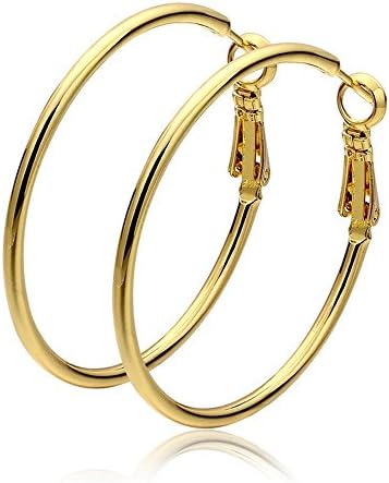 Skyjewelry Simple Large Hoop Earrings 18k Yellow Gold Plated Womens Earrings 40mm