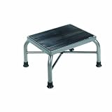 Drive Medical Heavy Duty Bariatric Footstool with Handrail and Non Skid Rubber Platform, Silver Vein