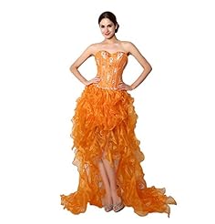 Sequined  Beaded Applique Lace-Up Organza/Satin High-Low-Hem Sweetheart Evening Dress/Prom Dress/Party Dress  With Ruffles