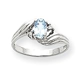 14k Gold White Gold Aquamarine & .03ct Diamond Birthstone Ring