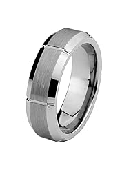 7mm Beveled Edge Cobalt Free Tungsten Carbide Comfort-Fit Wedding Ring Ring... by 