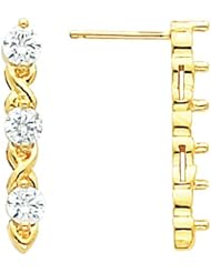 Pair of 14K Yellow Gold Diamond Earrings - 0.90 Ct. -- LIFETIME WARRANTY