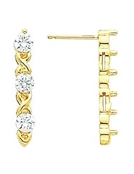 Pair of 14K Yellow Gold Diamond Earrings - 0.48 Ct. -- LIFETIME WARRANTY