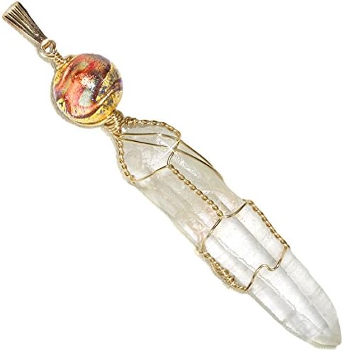 Layered Lemurian Quartz Crystal Wire Wrap Pendant in 14k GF By Puppylove, Talking Crystal